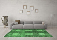 Machine Washable Abstract Emerald Green Modern Rug, wshabs4229emgrn