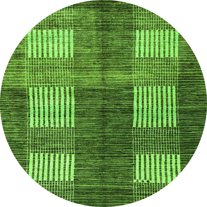Round Machine Washable Abstract Green Modern Area Rugs, wshabs4229grn