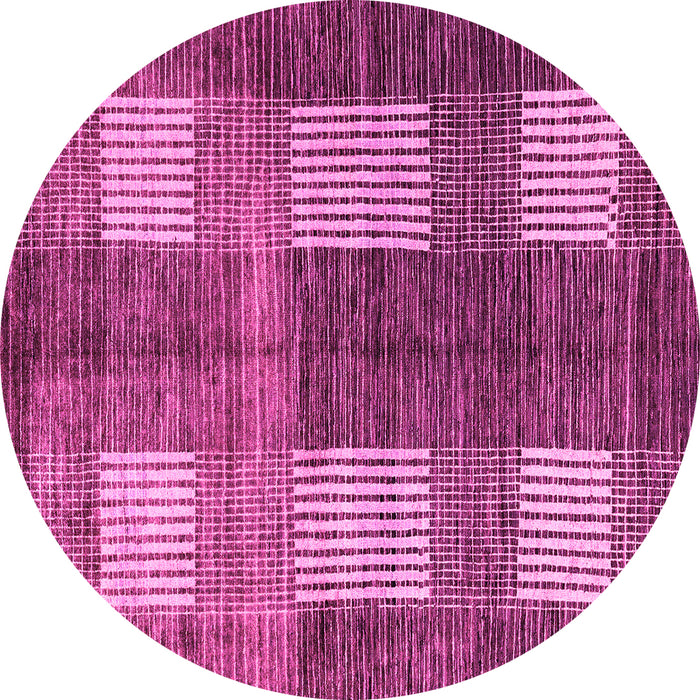 Round Machine Washable Abstract Pink Modern Rug, wshabs4229pnk