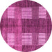 Round Machine Washable Abstract Pink Modern Rug, wshabs4229pnk