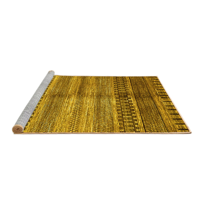 Sideview of Machine Washable Abstract Yellow Modern Rug, wshabs422yw