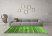 Machine Washable Abstract Green Modern Area Rugs in a Living Room,, wshabs422grn