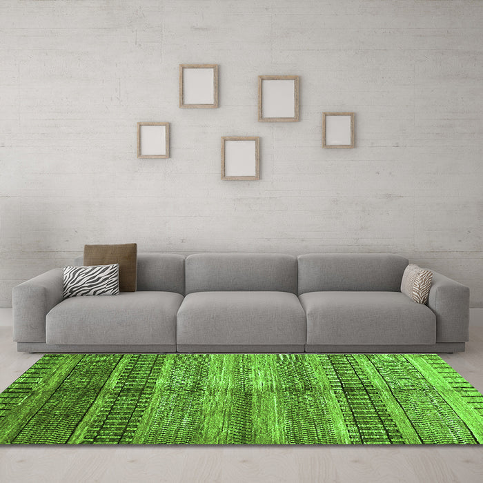 Machine Washable Abstract Green Modern Area Rugs in a Living Room,, wshabs422grn