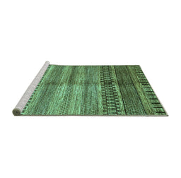 Sideview of Machine Washable Abstract Turquoise Modern Area Rugs, wshabs422turq