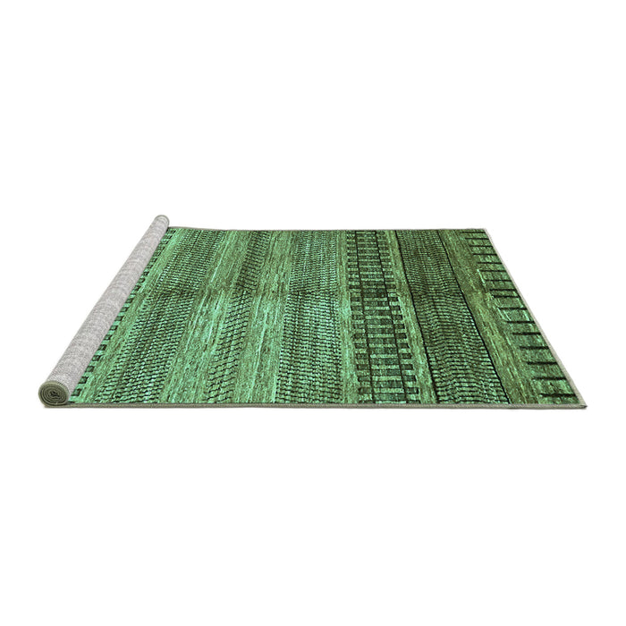 Sideview of Machine Washable Abstract Turquoise Modern Area Rugs, wshabs422turq