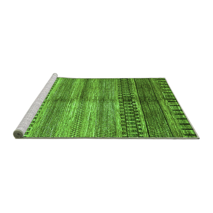Sideview of Machine Washable Abstract Green Modern Area Rugs, wshabs422grn