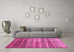Machine Washable Abstract Pink Modern Rug in a Living Room, wshabs422pnk
