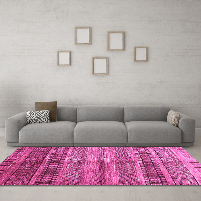 Machine Washable Abstract Pink Modern Rug in a Living Room, wshabs422pnk