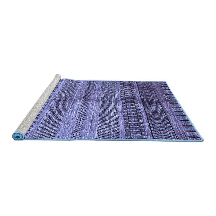Sideview of Machine Washable Abstract Blue Modern Rug, wshabs422blu