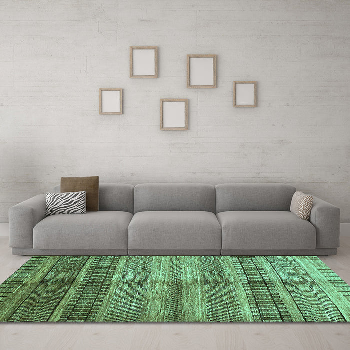 Machine Washable Abstract Turquoise Modern Area Rugs in a Living Room,, wshabs422turq