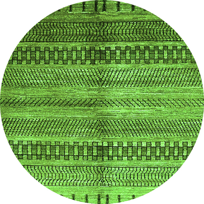 Round Machine Washable Abstract Green Modern Area Rugs, wshabs422grn
