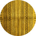 Round Machine Washable Abstract Yellow Modern Rug, wshabs422yw