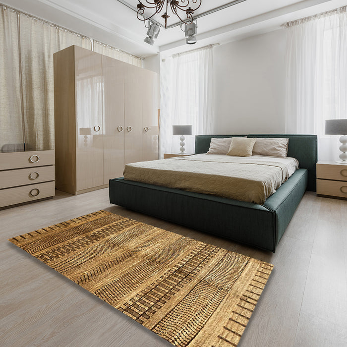 Machine Washable Abstract Orange Rug in a Bedroom, wshabs422