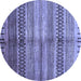 Round Machine Washable Abstract Blue Modern Rug, wshabs422blu