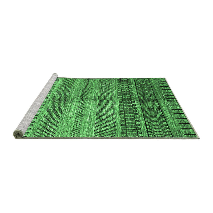 Sideview of Machine Washable Abstract Emerald Green Modern Area Rugs, wshabs422emgrn