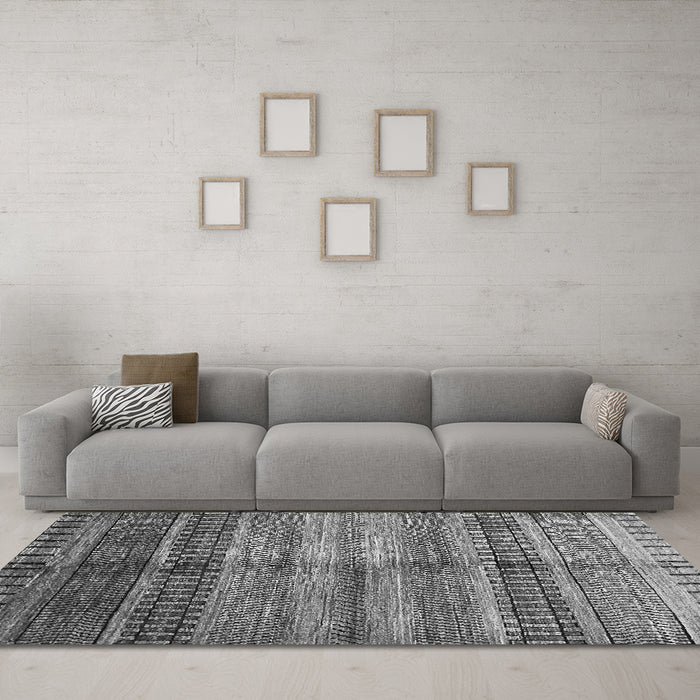 Machine Washable Abstract Gray Modern Rug in a Living Room,, wshabs422gry