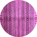 Round Machine Washable Abstract Purple Modern Area Rugs, wshabs422pur