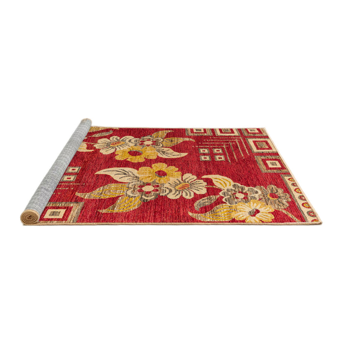 Sideview of Machine Washable Abstract Gold Rug, wshabs4230