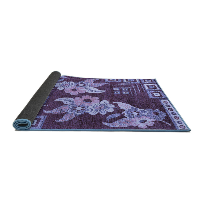 Sideview of Abstract Blue Modern Rug, abs4230blu