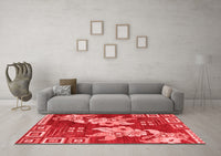 Machine Washable Abstract Red Modern Rug, wshabs4230red