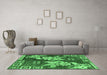 Machine Washable Abstract Emerald Green Modern Area Rugs in a Living Room,, wshabs4230emgrn