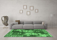 Machine Washable Abstract Emerald Green Modern Rug, wshabs4230emgrn