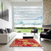 Square Abstract Gold Modern Rug in a Living Room, abs4230