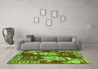 Machine Washable Abstract Green Modern Rug, wshabs4230grn