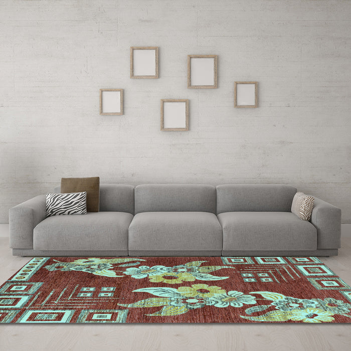 Machine Washable Abstract Light Blue Modern Rug in a Living Room, wshabs4230lblu