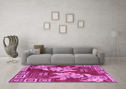 Machine Washable Abstract Purple Modern Area Rugs in a Living Room, wshabs4230pur