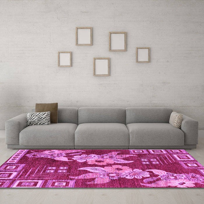 Machine Washable Abstract Purple Modern Area Rugs in a Living Room, wshabs4230pur