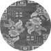 Round Machine Washable Abstract Gray Modern Rug, wshabs4230gry