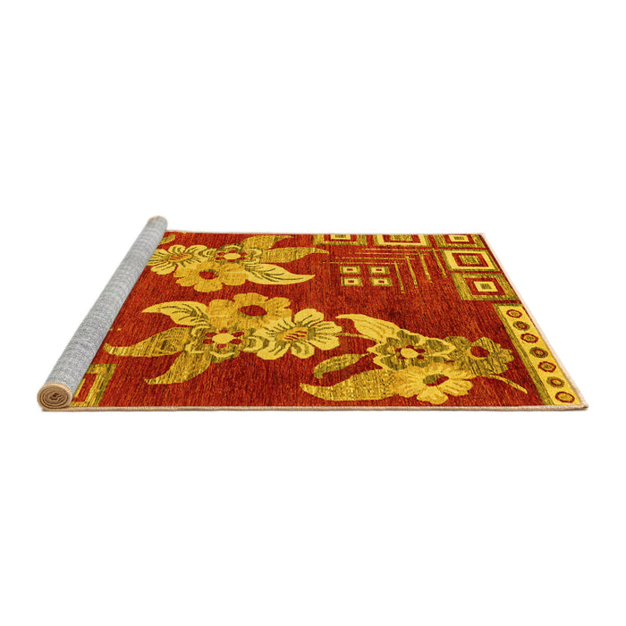 Sideview of Machine Washable Abstract Yellow Modern Rug, wshabs4230yw