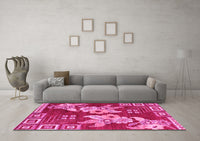 Machine Washable Abstract Pink Modern Rug, wshabs4230pnk