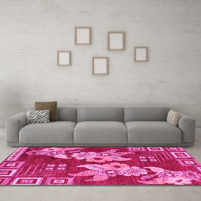 Machine Washable Abstract Pink Modern Rug in a Living Room, wshabs4230pnk