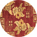 Round Machine Washable Abstract Brown Modern Rug, wshabs4230brn