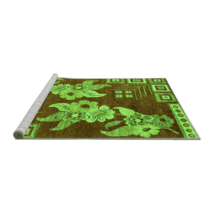 Sideview of Machine Washable Abstract Green Modern Area Rugs, wshabs4230grn