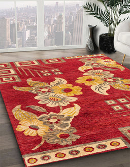 Machine Washable Abstract Gold Rug in a Family Room, wshabs4230