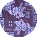 Round Abstract Blue Modern Rug, abs4230blu