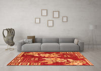 Machine Washable Abstract Orange Modern Rug, wshabs4230org