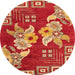 Round Machine Washable Abstract Gold Rug, wshabs4230