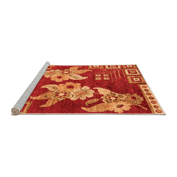 Sideview of Machine Washable Abstract Orange Modern Area Rugs, wshabs4230org