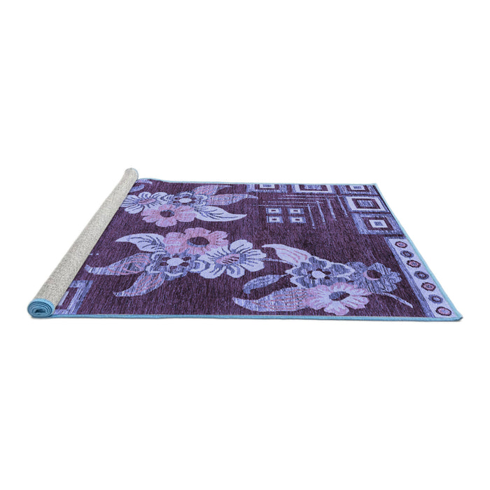 Sideview of Machine Washable Abstract Blue Modern Rug, wshabs4230blu