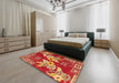 Machine Washable Abstract Gold Rug in a Bedroom, wshabs4230