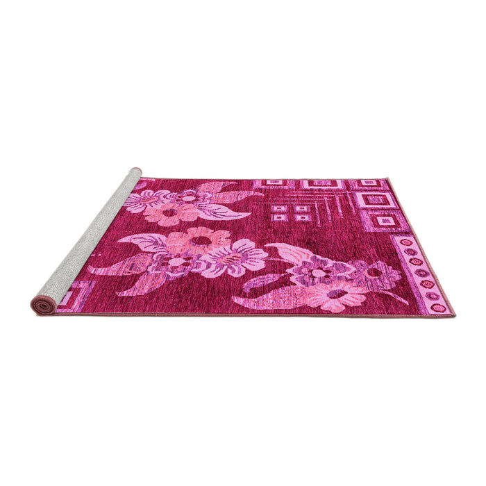 Sideview of Machine Washable Abstract Pink Modern Rug, wshabs4230pnk