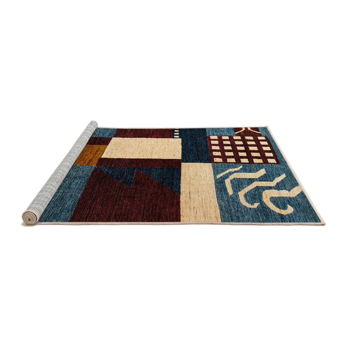Sideview of Machine Washable Abstract Khaki Green Rug, wshabs4231