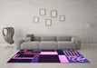 Machine Washable Abstract Purple Modern Area Rugs in a Living Room, wshabs4231pur