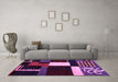 Machine Washable Abstract Pink Modern Rug in a Living Room, wshabs4231pnk