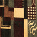 Square Machine Washable Abstract Brown Modern Rug, wshabs4231brn