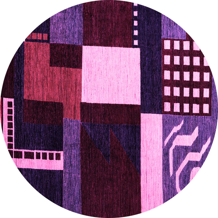 Round Abstract Pink Modern Rug, abs4231pnk